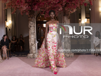 A model walks the runway at the Nardos show during September 2024 New York Fashion Week at Daniel in New York, New York, USA, on September 9...