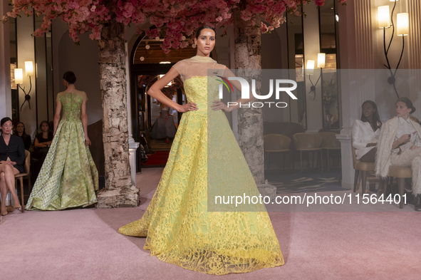 A model walks the runway at the Nardos show during September 2024 New York Fashion Week at Daniel in New York, New York, USA, on September 9...