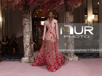 A model walks the runway at the Nardos show during September 2024 New York Fashion Week at Daniel in New York, New York, USA, on September 9...