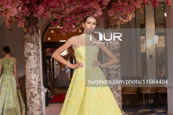 A model walks the runway at the Nardos show during September 2024 New York Fashion Week at Daniel in New York, New York, USA, on September 9...