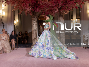 A model walks the runway at the Nardos show during September 2024 New York Fashion Week at Daniel in New York, New York, USA, on September 9...