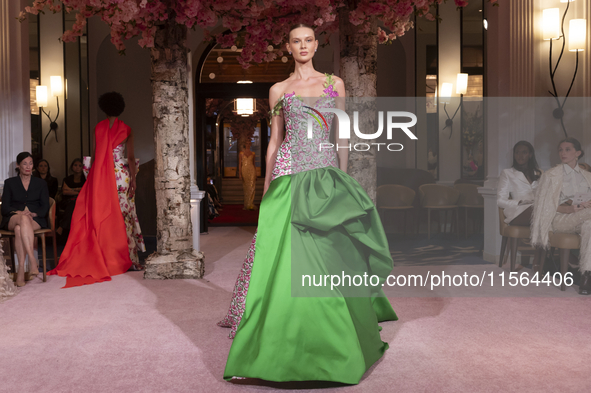 A model walks the runway at the Nardos show during September 2024 New York Fashion Week at Daniel in New York, New York, USA, on September 9...