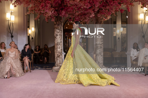 A model walks the runway at the Nardos show during September 2024 New York Fashion Week at Daniel in New York, New York, USA, on September 9...