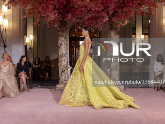 A model walks the runway at the Nardos show during September 2024 New York Fashion Week at Daniel in New York, New York, USA, on September 9...