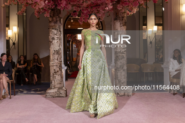 A model walks the runway at the Nardos show during September 2024 New York Fashion Week at Daniel in New York, New York, USA, on September 9...