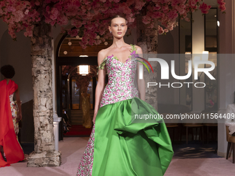 A model walks the runway at the Nardos show during September 2024 New York Fashion Week at Daniel in New York, New York, USA, on September 9...