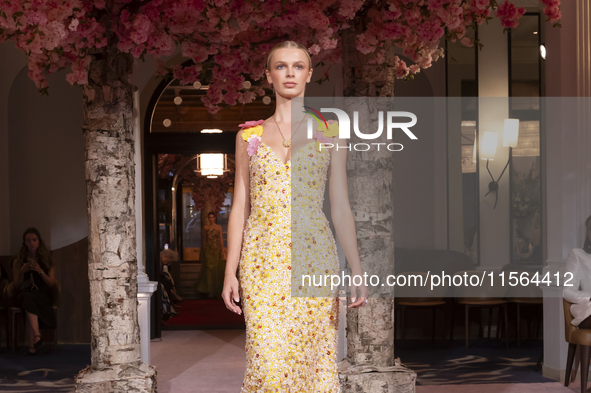 A model walks the runway at the Nardos show during September 2024 New York Fashion Week at Daniel in New York, New York, USA, on September 9...