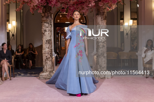 A model walks the runway at the Nardos show during September 2024 New York Fashion Week at Daniel in New York, New York, USA, on September 9...