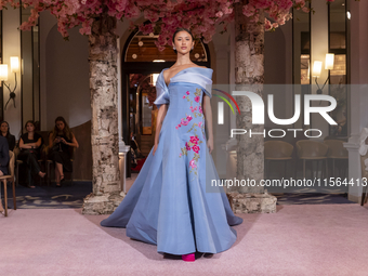 A model walks the runway at the Nardos show during September 2024 New York Fashion Week at Daniel in New York, New York, USA, on September 9...