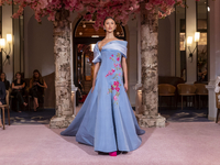 A model walks the runway at the Nardos show during September 2024 New York Fashion Week at Daniel in New York, New York, USA, on September 9...