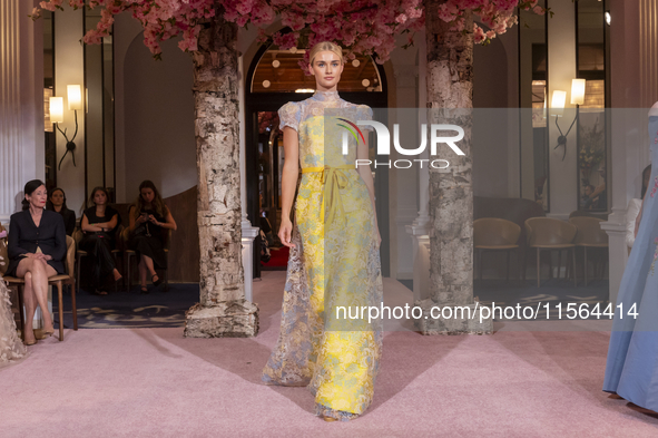 A model walks the runway at the Nardos show during September 2024 New York Fashion Week at Daniel in New York, New York, USA, on September 9...