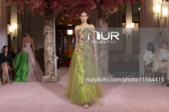 A model walks the runway at the Nardos show during September 2024 New York Fashion Week at Daniel in New York, New York, USA, on September 9...