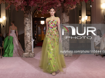 A model walks the runway at the Nardos show during September 2024 New York Fashion Week at Daniel in New York, New York, USA, on September 9...