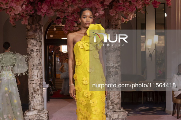 A model walks the runway at the Nardos show during September 2024 New York Fashion Week at Daniel in New York, New York, USA, on September 9...