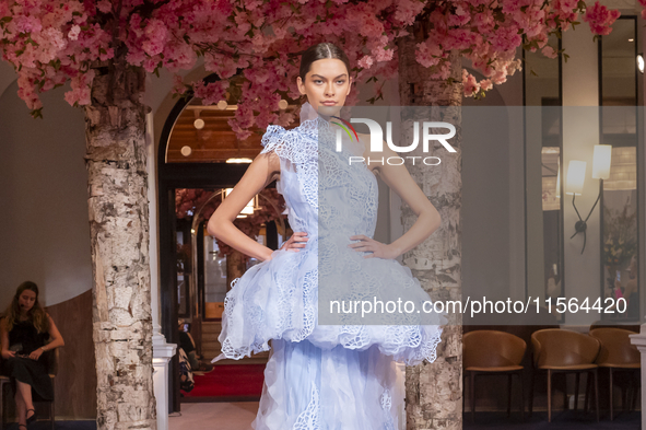 A model walks the runway at the Nardos show during September 2024 New York Fashion Week at Daniel in New York, New York, USA, on September 9...