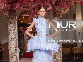 A model walks the runway at the Nardos show during September 2024 New York Fashion Week at Daniel in New York, New York, USA, on September 9...