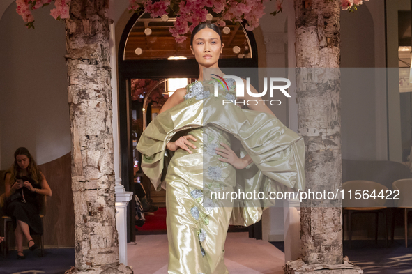 A model walks the runway at the Nardos show during September 2024 New York Fashion Week at Daniel in New York, New York, USA, on September 9...