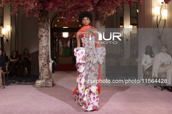 A model walks the runway at the Nardos show during September 2024 New York Fashion Week at Daniel in New York, New York, USA, on September 9...