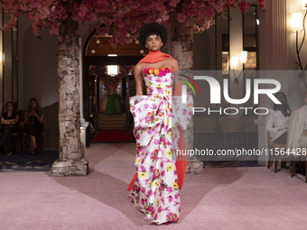 A model walks the runway at the Nardos show during September 2024 New York Fashion Week at Daniel in New York, New York, USA, on September 9...