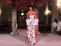 A model walks the runway at the Nardos show during September 2024 New York Fashion Week at Daniel in New York, New York, USA, on September 9...