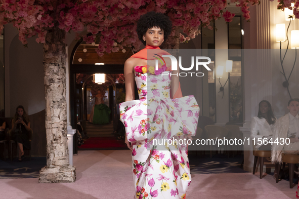 A model walks the runway at the Nardos show during September 2024 New York Fashion Week at Daniel in New York, New York, USA, on September 9...