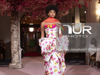 A model walks the runway at the Nardos show during September 2024 New York Fashion Week at Daniel in New York, New York, USA, on September 9...