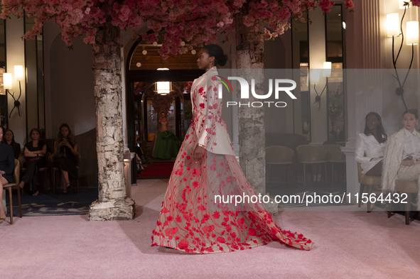 A model walks the runway at the Nardos show during September 2024 New York Fashion Week at Daniel in New York, New York, USA, on September 9...