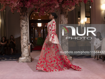 A model walks the runway at the Nardos show during September 2024 New York Fashion Week at Daniel in New York, New York, USA, on September 9...