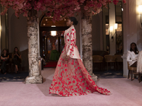 A model walks the runway at the Nardos show during September 2024 New York Fashion Week at Daniel in New York, New York, USA, on September 9...