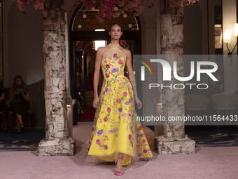 A model walks the runway at the Nardos show during September 2024 New York Fashion Week at Daniel in New York, New York, USA, on September 9...