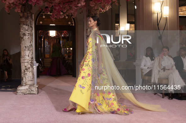 A model walks the runway at the Nardos show during September 2024 New York Fashion Week at Daniel in New York, New York, USA, on September 9...