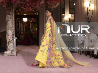 A model walks the runway at the Nardos show during September 2024 New York Fashion Week at Daniel in New York, New York, USA, on September 9...