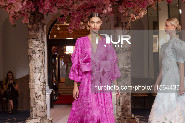 A model walks the runway at the Nardos show during September 2024 New York Fashion Week at Daniel in New York, New York, USA, on September 9...