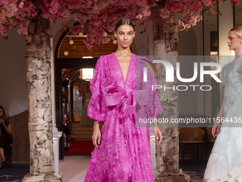 A model walks the runway at the Nardos show during September 2024 New York Fashion Week at Daniel in New York, New York, USA, on September 9...