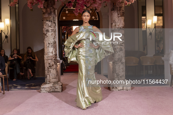 A model walks the runway at the Nardos show during September 2024 New York Fashion Week at Daniel in New York, New York, USA, on September 9...