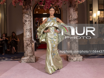 A model walks the runway at the Nardos show during September 2024 New York Fashion Week at Daniel in New York, New York, USA, on September 9...