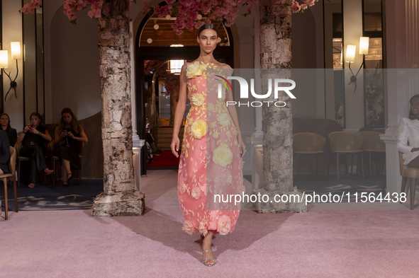 A model walks the runway at the Nardos show during September 2024 New York Fashion Week at Daniel in New York, New York, USA, on September 9...