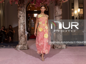 A model walks the runway at the Nardos show during September 2024 New York Fashion Week at Daniel in New York, New York, USA, on September 9...