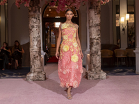 A model walks the runway at the Nardos show during September 2024 New York Fashion Week at Daniel in New York, New York, USA, on September 9...