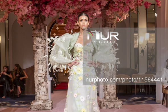 A model walks the runway at the Nardos show during September 2024 New York Fashion Week at Daniel in New York, New York, USA, on September 9...