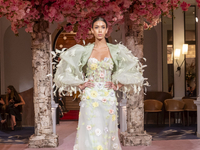 A model walks the runway at the Nardos show during September 2024 New York Fashion Week at Daniel in New York, New York, USA, on September 9...