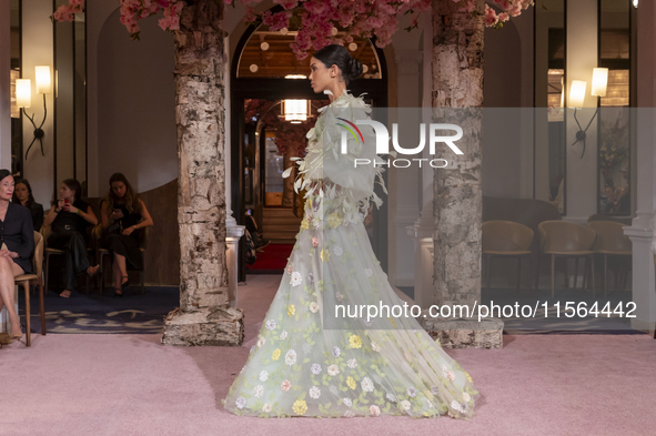 A model walks the runway at the Nardos show during September 2024 New York Fashion Week at Daniel in New York, New York, USA, on September 9...