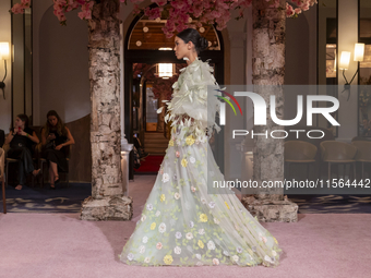 A model walks the runway at the Nardos show during September 2024 New York Fashion Week at Daniel in New York, New York, USA, on September 9...