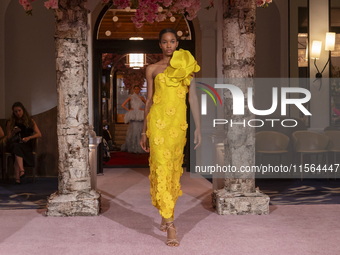 A model walks the runway at the Nardos show during September 2024 New York Fashion Week at Daniel in New York, New York, USA, on September 9...