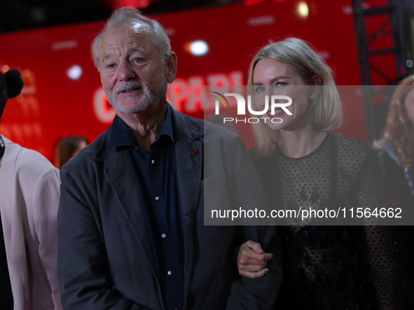 Naomi Watts (R) and Bill Murray (L) attend the premiere of 'The Friend' during the 2024 Toronto International Film Festival at Roy Thomson H...