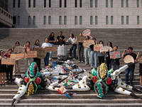 At a press conference organized by the 'Plastic Root Coalition' (a coalition aimed at eradicating plastic pollution), participants call on t...