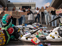 At a press conference organized by the 'Plastic Root Coalition' (a coalition aimed at eradicating plastic pollution), participants call on t...