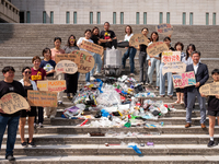 At a press conference organized by the 'Plastic Root Coalition' (a coalition aimed at eradicating plastic pollution), participants call on t...