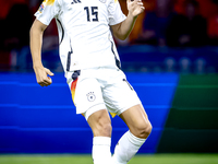 Germany defender Nico Schlotterbeck plays during the match between the Netherlands and Germany at the Johan Cruijff ArenA for the UEFA Natio...