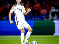 Germany defender Nico Schlotterbeck plays during the match between the Netherlands and Germany at the Johan Cruijff ArenA for the UEFA Natio...